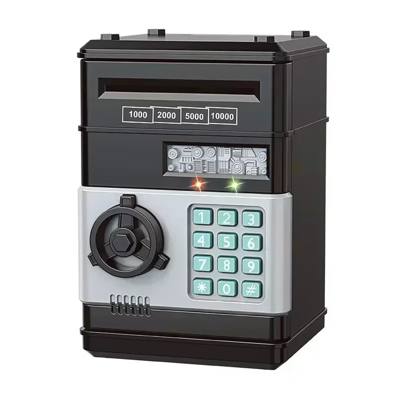 Automatic Electronic Piggy Bank with Password Protection and Key Lock - Mini Safe for Coins and Cash Savings, Ideal Gift for Children