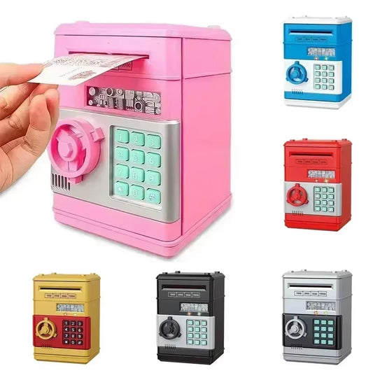 Automatic Electronic Piggy Bank with Password Protection and Key Lock - Mini Safe for Coins and Cash Savings, Ideal Gift for Children