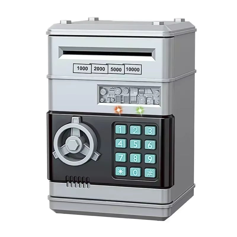 Automatic Electronic Piggy Bank with Password Protection and Key Lock - Mini Safe for Coins and Cash Savings, Ideal Gift for Children