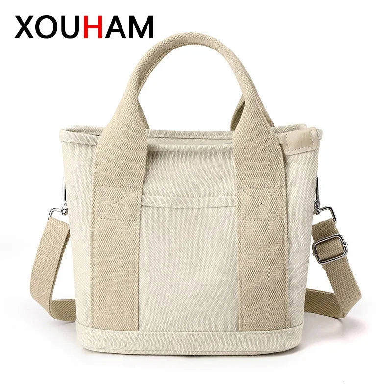 Women Small Bag with Fashion Lady Single Shoulder Portable Thickened Ladies Canvas Mobile Phone Bucket Tote Storage Bags