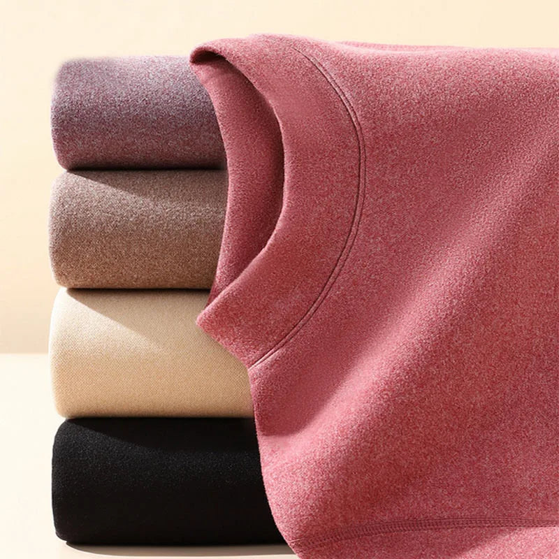 Stay Cozy and Chic this Winter with Our Ultra Thick Women's Thermal Underwear Set - Seamless Long Sleeve Bottoming with Stand Collar
