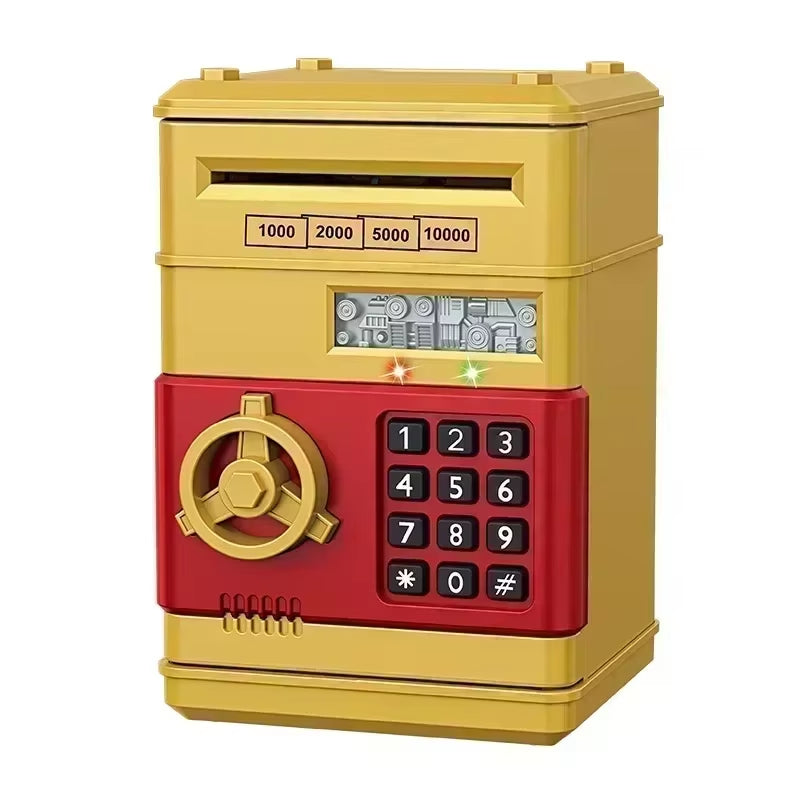 Automatic Electronic Piggy Bank with Password Protection and Key Lock - Mini Safe for Coins and Cash Savings, Ideal Gift for Children