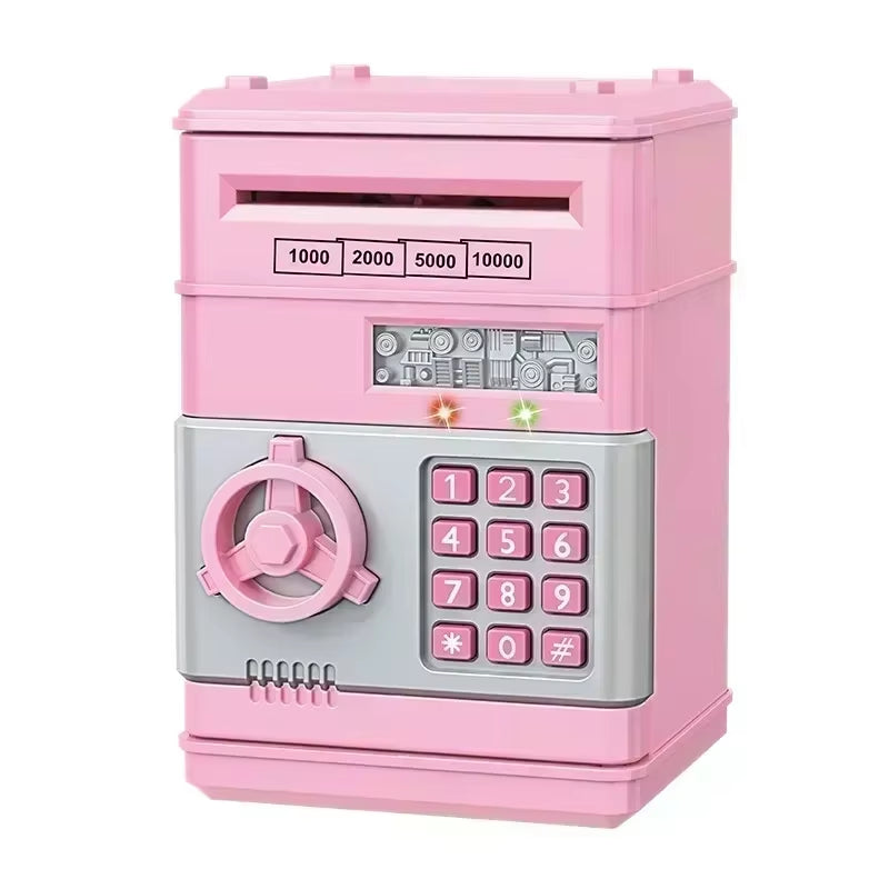Automatic Electronic Piggy Bank with Password Protection and Key Lock - Mini Safe for Coins and Cash Savings, Ideal Gift for Children